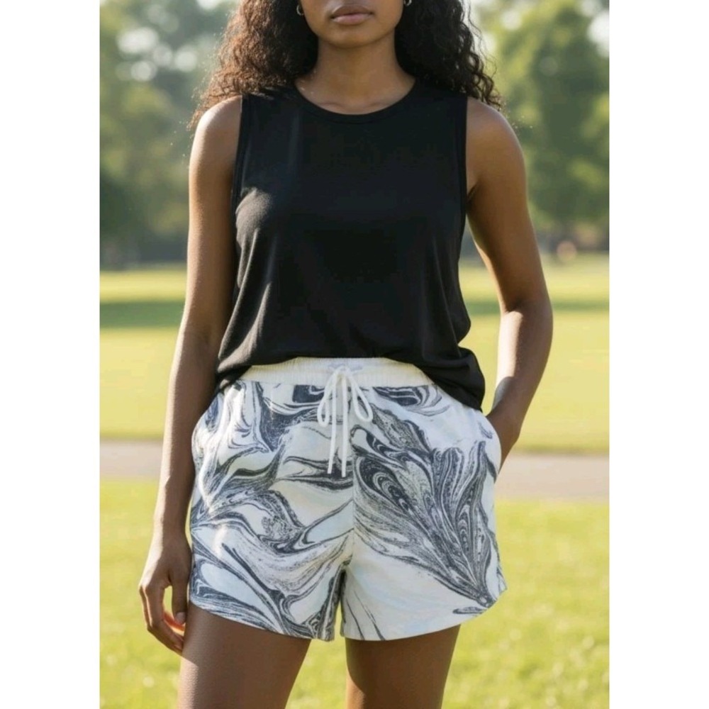 New Athleta All Activity Shorts Art Water Print‎ Size 3X 44x4.5 Workout Beach